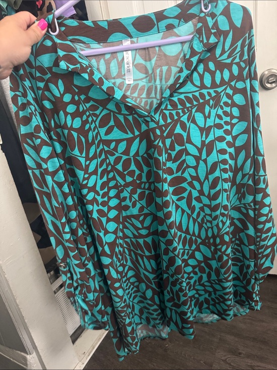 Dear Scarlett Dresses & Skirts - Leaf-Print A-Line Skirt in Teal and Brown